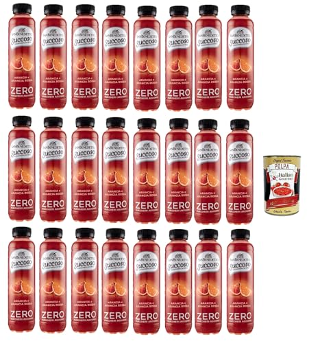 San Benedetto Succoso Zero Arancia e Arancia Rossa PET 24x 40cl, PET Orange und Blutorange ohne zucker Fruchtsaft saft, Orange juice sugar free + Italian Gourmet polpa 400g von Italian Gourmet E.R.