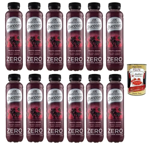 San Benedetto Succoso Zero Frutti rossi PET 12x 40cl, PET, Rote Früchte, ohne zucker Fruchtsaft saft, redberries juice sugar free + Italian Gourmet polpa 400g von Italian Gourmet E.R.