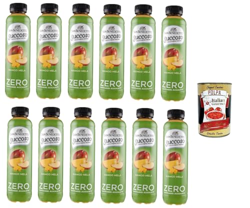 San Benedetto Succoso Zero Mango e Mela PET 12x 40cl, PET Mango und Apfel ohne zucker Fruchtsaft saft, Mango and apple juice sugar free + Italian Gourmet polpa 400g von Italian Gourmet E.R.