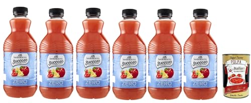 San Benedetto Succoso Zero Mela Fragola Limone PET 6x 90cl, PET Apfel, Zitrone und Erdbeere ohne zucker Fruchtsaft saft, Lemon juice sugar free + Italian Gourmet polpa 400g von Italian Gourmet E.R.