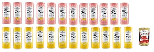 San Benedetto Testpaket, Thè Pesca und limone 24x 33cl, Eistee The' Pfirsich und zitrone dosen Einweg, ice tea erfrischend, Ohne Konservierungsstoffe + Italian Gourmet polpa 400g von Italian Gourmet E.R.