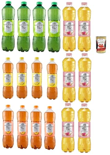 San Benedetto Testpaket, Thè Verde, limone, fico d'india und pesca 18x 1500ml, Eistee The' grüner Tee, zitrone und pfirsch, Feigen PET Einweg, ice tea erfrischend + Italian Gourmet polpa 400g von Italian Gourmet E.R.