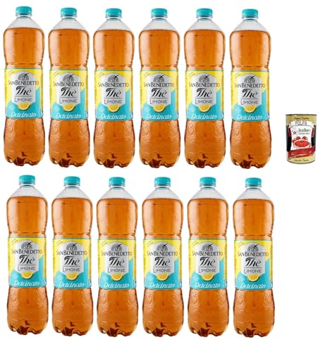 San Benedetto Thè Deteinato Limone 12x 1,5 L, entkoffeiniert Eistee The' Zitrone PET Einweg, ice tea erfrischend, Ohne Konservierungsstoffe und künstliche Farbstoffe + Italian Gourmet polpa 400g von Italian Gourmet E.R.