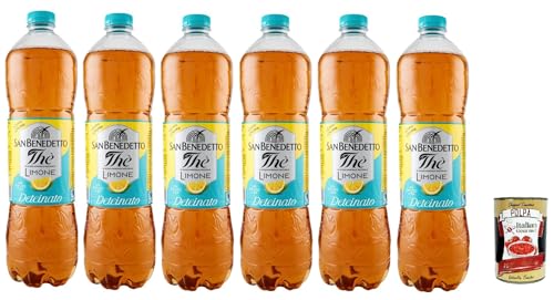 San Benedetto Thè Deteinato Limone 6x 1,5 L, entkoffeiniert Eistee The' Zitrone PET Einweg, ice tea erfrischend, Ohne Konservierungsstoffe und künstliche Farbstoffe + Italian Gourmet polpa 400g von Italian Gourmet E.R.