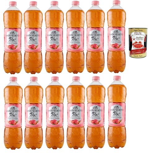 San Benedetto Thè Fico d'india, 12x 1,5 L, Eistee The' Feigen von Indien PET Einweg, ice tea erfrischend, Ohne Konservierungsstoffe und künstliche Farbstoffe + Italian Gourmet polpa 400g von Italian Gourmet E.R.