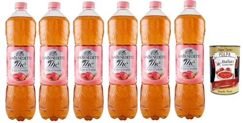 San Benedetto Thè Fico d'india, 6x 1,5 L, Eistee The' Feigen von Indien PET Einweg, ice tea erfrischend, Ohne Konservierungsstoffe und künstliche Farbstoffe + Italian Gourmet polpa 400g von Italian Gourmet E.R.