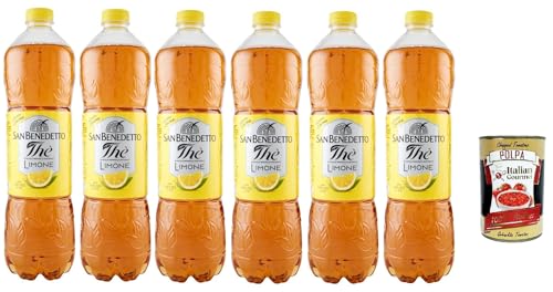 San Benedetto Thè Limone 6x 1,5 L, Eistee The' Zitrone PET Einweg, ice tea erfrischend, Ohne Konservierungsstoffe und künstliche Farbstoffe + Italian Gourmet polpa 400g von Italian Gourmet E.R.