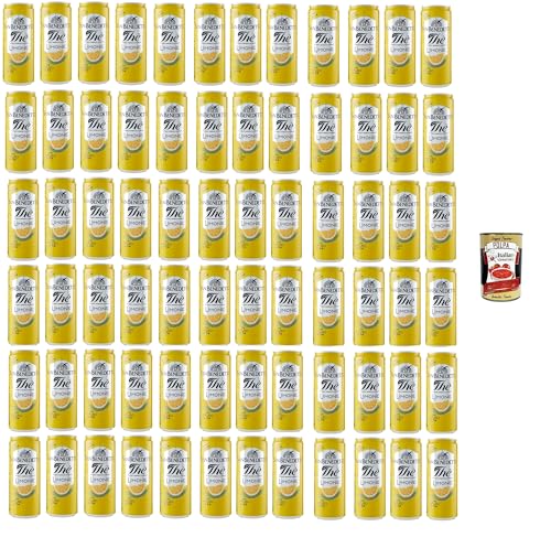 San Benedetto Thè Limone 72x 33cl, Eistee The' Zitrone dosen Einweg, ice tea erfrischend, Ohne Konservierungsstoffe und künstliche Farbstoffe + Italian Gourmet polpa 400g von Italian Gourmet E.R.