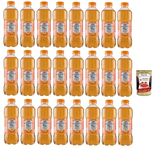 San Benedetto Thè Pesca 24x 500ml, Eistee The' Pfirsich PET Einweg, ice tea erfrischend, Ohne Konservierungsstoffe und künstliche Farbstoffe + Italian Gourmet polpa 400g von Italian Gourmet E.R.