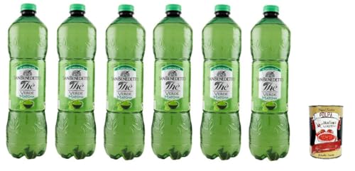 San Benedetto Thè Verde & Matcha 6x 1,5Lt, Eistee The' grüner Tee und Kaktus PET Einweg, ice tea erfrischend, Ohne Konservierungsstoffe und künstliche Farbstoffe + Italian Gourmet polpa 400g von Italian Gourmet E.R.