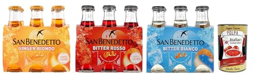 San Benedetto ginger testpaket, ben's rosso, bianco, ginger biondo, 18x 10cl, ngwer bitter erfrischend Aperitiv-Aperif ohne Alkohol + Italian Gourmet polpa 400g von Italian Gourmet E.R.