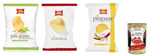 San Carlo Best set Classica più gusto Limette & rosa und Vicace Chips Kartoffelchips gesalzen 3x 50g + Italian Gourmet polpa 400g von Italian Gourmet E.R.