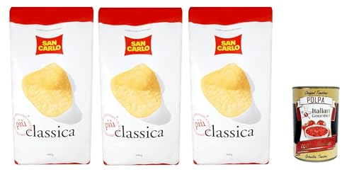 San Carlo Classica Chips Patatine Kartoffelchips gesalzen 3x 450g Kartoffel chips + Italian Gourmet polpa 400g von Italian Gourmet E.R.