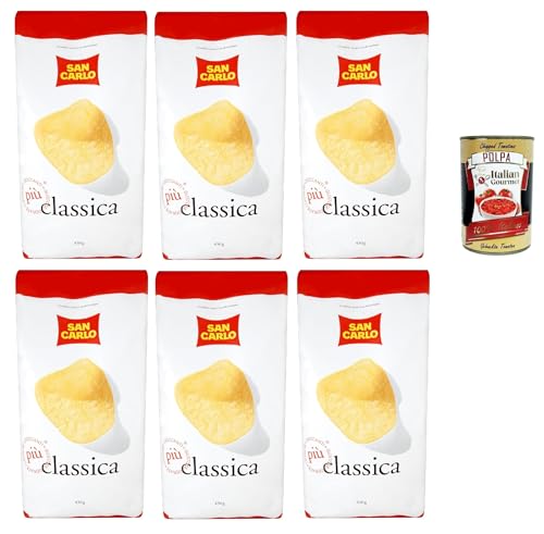 San Carlo Classica Chips Patatine Kartoffelchips gesalzen 6x 450g Kartoffel chips + Italian Gourmet polpa 400g von Italian Gourmet E.R.