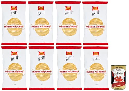 San Carlo Grill, Kartoffelchips Chips Gluten -freie knusprige gesalzen (Gluten Free) Maxi Packung, 8x 150g + Italian Gourmet polpa 400g von Italian Gourmet E.R.