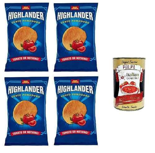 San Carlo Highlander Tomato or nothing Patatine Kartoffelchips Tomaten Chips 4x130g + Italian Gourmet polpa 400g von Italian Gourmet E.R.