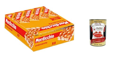 San Carlo Mordicchio Das authentische geröstete Erdnusskrokant. Schachtel mit 36 ​​Riegeln à 40 g+ Italian Gourmet polpa 400g von Italian Gourmet E.R.