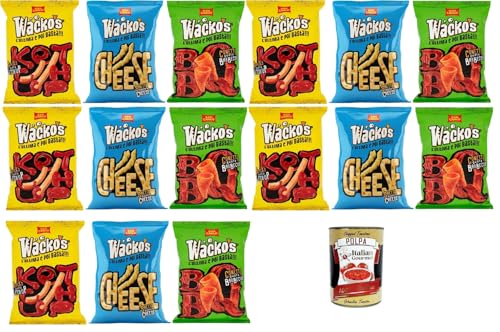 San Carlo Wacko's Testpaket Chips Saette Gusto, Conetti Barbecue, Blacks Chips „L'Ultima e Poi Basta“ 15x 85g – Glutenfrei+ Italian Gourmet polpa 400g von Italian Gourmet E.R.