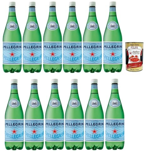 San Pellegrino Sprudel Wasser Sparkling Water in Bottle 12x 1000 ml in EINWEG flasche + Italian Gourmet Polpa 400 g von Italian Gourmet E.R.