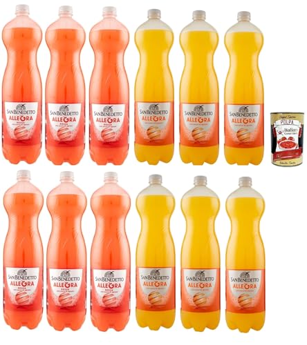 San benedetto Aranciata Testpaket, Blutorange und OrangenLimonade orangen PET 12x 1.5 Lt erfrischend, blood orange orange lemonade + Italian Gourmet polpa 400g von Italian Gourmet E.R.