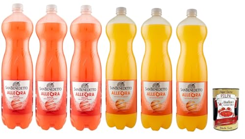 San benedetto Aranciata Testpaket, Blutorange und OrangenLimonade orangen PET 6x 1.5 Lt erfrischend, blood orange orange lemonade + Italian Gourmet polpa 400g von Italian Gourmet E.R.