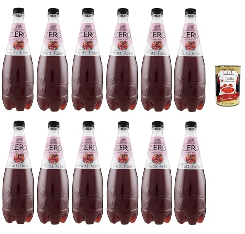 San benedetto Frutti rossi zero, Kohlensäurehaltiges Erfrischendes Rote Früchte sugarfree, italienisches Alkoholfreies Getränk ohne Zucker, 12x 75cl Einweg-PET+ Italian Gourmet polpa 400g von Italian Gourmet E.R.