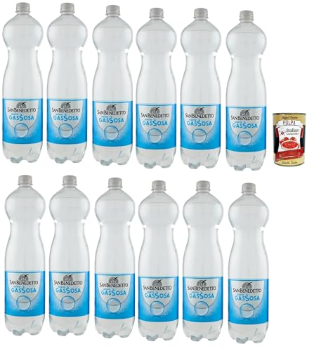 San benedetto Gassosa, Erfrischendes italienisches Alkoholfreies Getränk, Tonic Wasser, PET 12x 1.5 Lt Einweg, erfrischend, lemonade soft drink + Italian Gourmet polpa 400g von Italian Gourmet E.R.