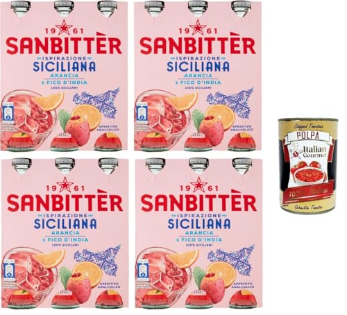 Sanbitter Inspirazione Siciliana Aperitivo analcolico arancia e fico d'india Sizilianische Inspiration Alkoholfreier Aperitif aus Orangen und Feigenkaktus 12x200ml+ Italian Gourmet polpa 400g von Italian Gourmet E.R.