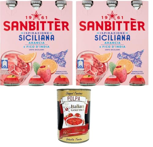 Sanbitter Inspirazione Siciliana Aperitivo analcolico arancia e fico d'india Sizilianische Inspiration Alkoholfreier Aperitif aus Orangen und Feigenkaktus 6x200ml+ Italian Gourmet polpa 400g von Italian Gourmet E.R.