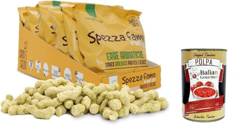 Sano e Sazio Snack Proteico alle Erbe Aromatiche Packung (8 Stück x 30 g) – praktischer und schneller Hungerstopper mit natürlicher Spirulina, ohne Konservierungsstoffe+ Italian Gourmet polpa 400g von Italian Gourmet E.R.