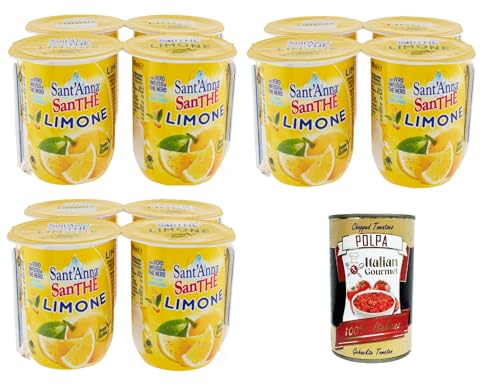 Sant’Anna SanThè Limone Zitronentee Mit echtem Aufguss von schwarzem Tee in Sant'anna-Wasser 12 x 200 ml+Italian Gourmet polpa 400g von Italian Gourmet E.R.