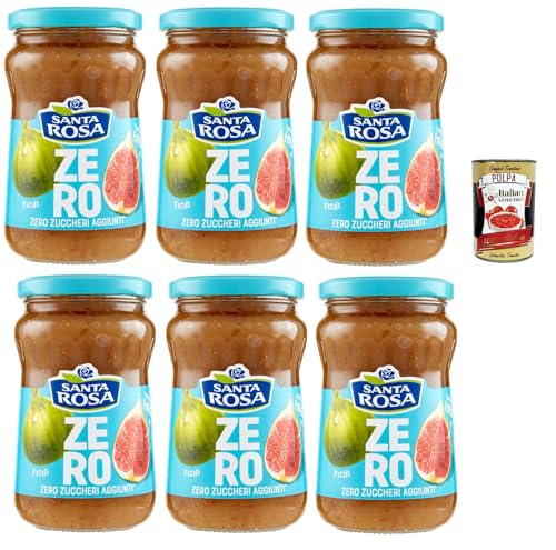 Santa Rosa Zero Confettura di fichi, Feigen Marmelade Jam Ohne Zuckerzusatz, Frei von Konservierungsstoffen, Jam Figs, 6x 300g Glas + Italian Gourmet Polpa 400g von Italian Gourmet E.R.