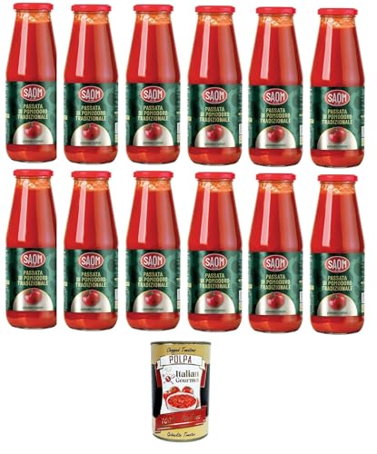 Saom Passata di Pomodoro Tradizionale Classica 680gr in Vetro Traditional Classic Tomatenpüree 680gr im Glas 12x680gr+ Italian Gourmet polpa 400g von Italian Gourmet E.R.