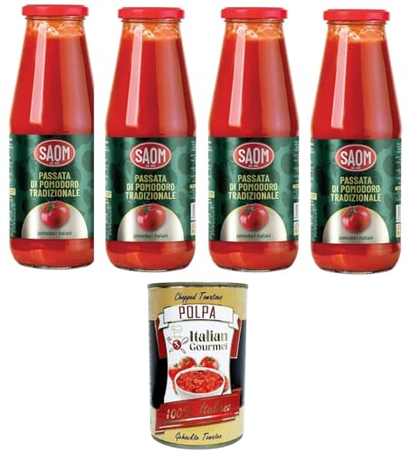 Saom Passata di Pomodoro Tradizionale Classica 680gr in Vetro Traditional Classic Tomatenpüree 680gr im Glas 4x680gr+ Italian Gourmet polpa 400g von Italian Gourmet E.R.