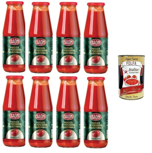 Saom Passata di Pomodoro Tradizionale Classica 680gr in Vetro Traditional Classic Tomatenpüree 680gr im Glas 8x680gr+ Italian Gourmet polpa 400g von Italian Gourmet E.R.