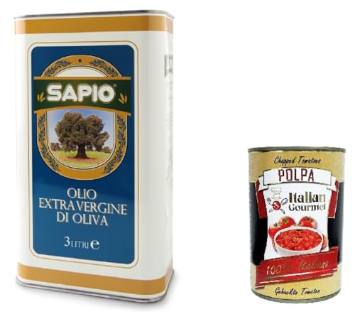 Sapio Olio Extravergine di Oliva Extra natives Olivenöl 3lt+ Italian Gourmet polpa 400g von Italian Gourmet E.R.