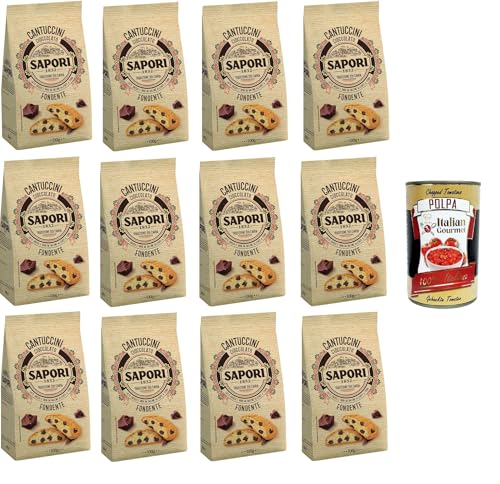 Sapori Cantuccini con Gocce di Cioccolato Fondente Cantuccini mit dunklen Schokoladenstückchen 12x 100gr+ Italian Gourmet polpa 400g von Italian Gourmet E.R.