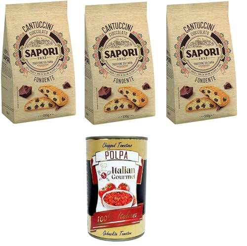 Sapori Cantuccini con Gocce di Cioccolato Fondente Cantuccini mit dunklen Schokoladenstückchen 3x 100gr+ Italian Gourmet polpa 400g von Italian Gourmet E.R.