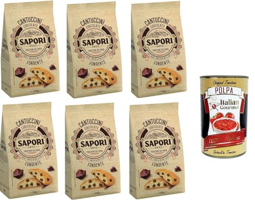 Sapori Cantuccini con Gocce di Cioccolato Fondente Cantuccini mit dunklen Schokoladenstückchen 6x 100gr+ Italian Gourmet polpa 400g von Italian Gourmet E.R.