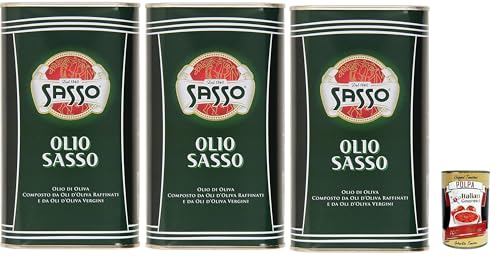 Sasso Olio Extra vergine D'oliva Natives Olive Olivenöl 3x 1 Lt 100% Italienisch, Extra virgin oil + Italian Gourmet polpa 400g von Italian Gourmet E.R.