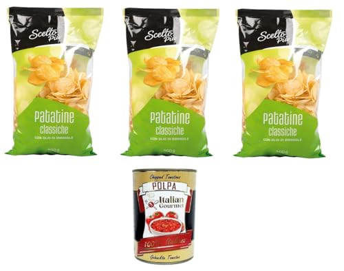 Scelto Più- Patatine classiche con olio girasole Klassische Chips mit Sonnenblumenöl 3x500gr + Italian Gourmet polpa 400g von Italian Gourmet E.R.