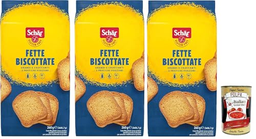 Schär, Fette Biscottate, senza glutine, Zwieback Glutenfreie, Speziell für Menschen mit Glutenunverträglichkeit entwickelt, 3x 260g + Italian Gourmet polpa 400g von Italian Gourmet E.R.