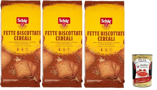 Schär, Fette Biscottate ai Cereali, senza glutine, Zwieback Glutenfreie, Speziell für Menschen mit Glutenunverträglichkeit entwickelt, 3x 260g + Italian Gourmet polpa 400g von Italian Gourmet E.R.