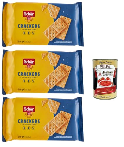 Schär Crackers senza Glutine, Glutenfreie Cracker. Speziell für Menschen mit Glutenunverträglichkeit entwickelt, 3x 210g + Italian Gourmet polpa 400g von Italian Gourmet E.R.