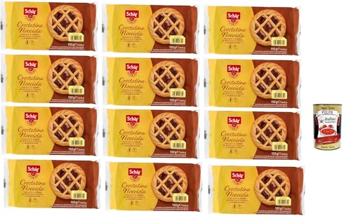 Schär Crostatine alla nocciola senza glutine e senza frumento, Glutenfreie und weizenfreie Haselnusstörtchen kuchen, gluten free snack 12x 152 + Italian Gourmet polpa 300g von Italian Gourmet E.R.