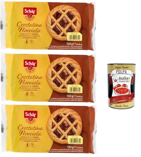 Schär Crostatine alla nocciola senza glutine e senza frumento, Glutenfreie und weizenfreie Haselnusstörtchen kuchen, gluten free snack 3x 152 + Italian Gourmet polpa 300g von Italian Gourmet E.R.