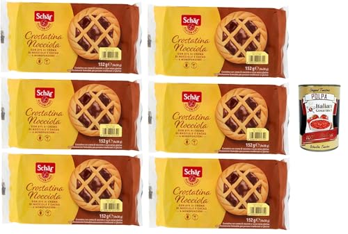 Schär Crostatine alla nocciola senza glutine e senza frumento, Glutenfreie und weizenfreie Haselnusstörtchen kuchen, gluten free snack 6x 152 + Italian Gourmet polpa 300g von Italian Gourmet E.R.