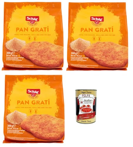 Schär Gluten Free Pan Gratí für Eine Knusprige und Schmackhafte Panade Präparat zum Panieren 3x 300g Packung + Italian Gourmet polpa 400g von Italian Gourmet E.R.