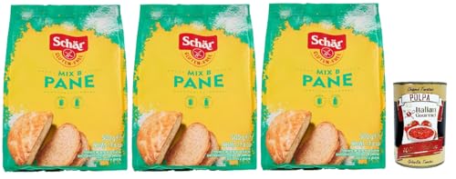 Schär Mix Pane - Mix B Preparato per Pane e Impasti Lievitati senza Glutine, Mischen Sie für Brot, bereit zum gekochten, glutenfreien Teig, 3x 500g + Italian Gourmet polpa 400g von Italian Gourmet E.R.