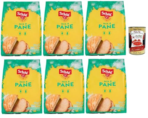 Schär Mix Pane - Mix B Preparato per Pane e Impasti Lievitati senza Glutine, Mischen Sie für Brot, bereit zum gekochten, glutenfreien Teig, 6x 500g + Italian Gourmet polpa 400g von Italian Gourmet E.R.